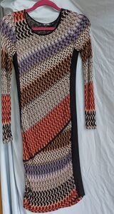 NIC+ZOE Multicolor Chevron Long Sleeve Dress